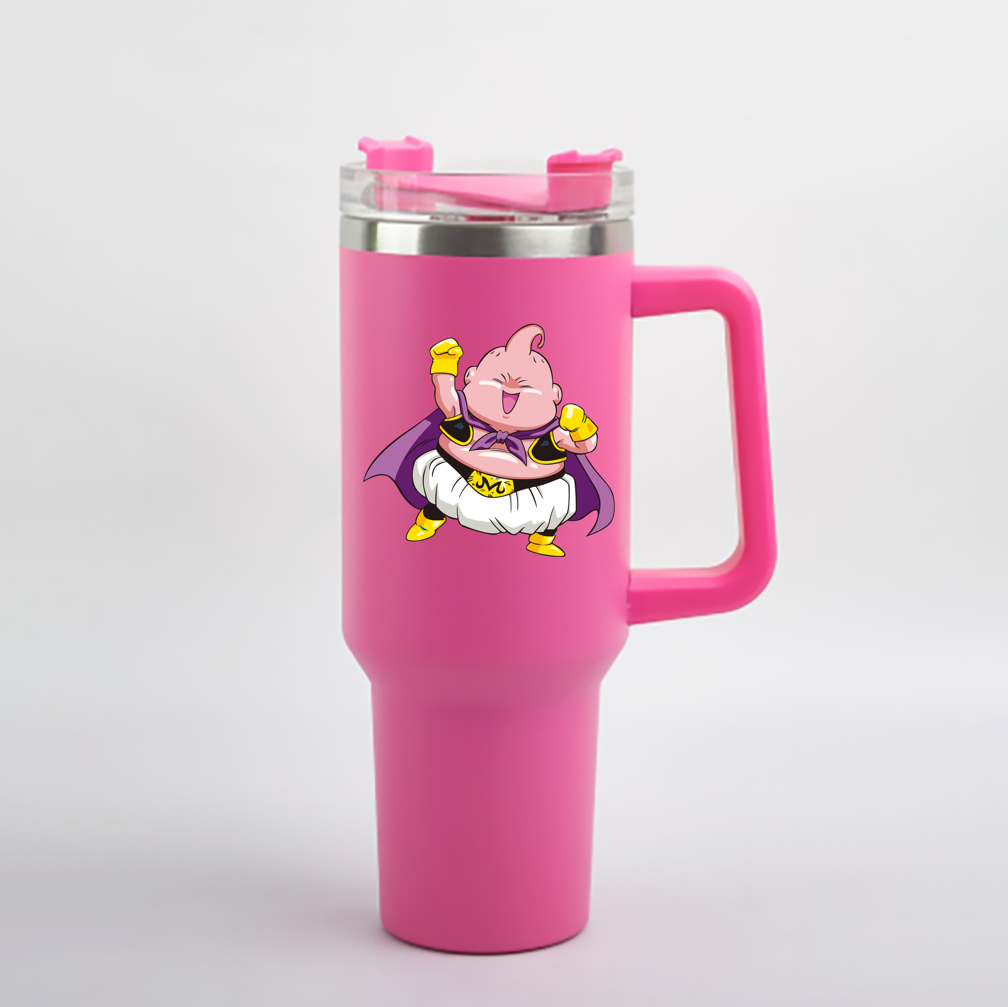 （画像用） ドラゴンボール 魔人ブウ DRAGON BALL Majin Buu 1200mL車用タンブラー - クリスタルステッカー（プラスチックストロー付き）